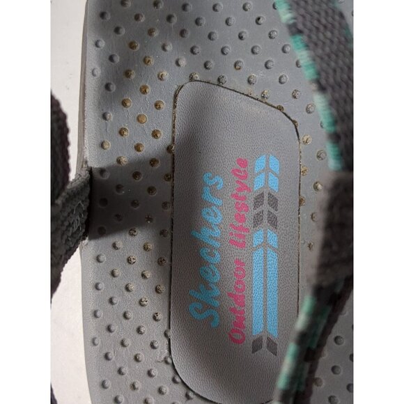 Skechers Sport Sandal Womens 6 Gray Strappy Toe Thong Reggae Fun Banter Gorpcore - Picture 9 of 10